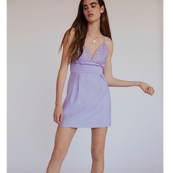 Free People We Go Together Lilac Mini Dress NWT Size 12 NEW - Picture 4 of 12
